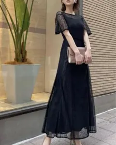 【新品】LAGUNAMOON／LADYウエストクロスナローレースワンピース(s)