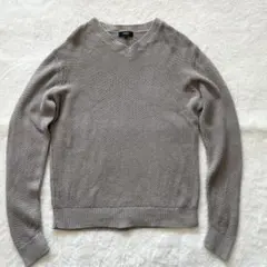 【現行L】セオリー　リネン混　クルーネック　ニット　アイボリー　白