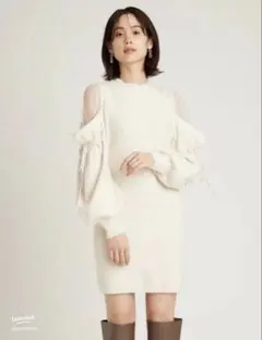 snidel スナイデル シースルーショルダーミニニットワンピース