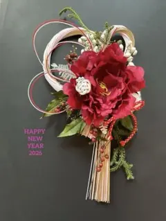 水引しめ縄リース　ピンクゴールド　しめ縄　お正月飾り