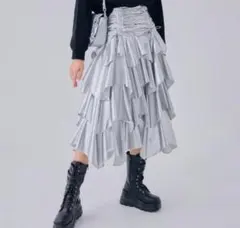 drawstring ribbon tiered long skirtのサムネイル