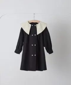 riziere ダブルボタンバイカラー襟ワンピース 130 ブラック