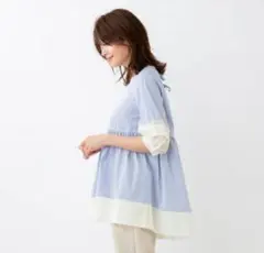 ☆Sono☆ストライプ後ろリボンブラウスチュニックのサムネイル