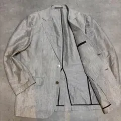 【美品】Café Soho テーラードジャケット　麻混　ストライプ　A6 春夏のサムネイル