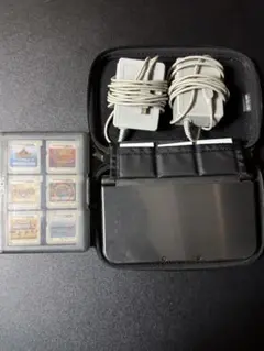 New 任天堂 3DS LL 本体 メタリックブラック カセット15個 充電器付