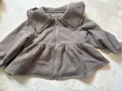 フリースアウター グレー フリル襟