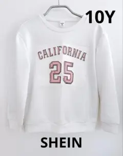 【SHEIN】10Y ホワイト ロゴプリント トレーナー