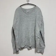 クラフトアンドバロウ ケーブル ニット Ｖネック 長袖 〖XL〗 グレー