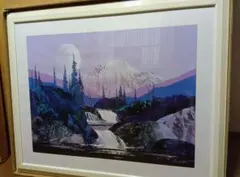 高木四郎「浅間山(暁)」昭和62年額46×55油絵32×41cm￼ 6F独立展