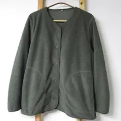 無印良品 素材に還る フリースカーディガン XL カーキグリーン