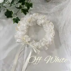 リボンクラウン オフホワイト×アイボリーサテンリボン 花冠