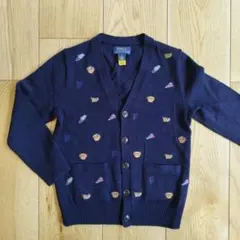 ラルフローレン　ポロベア　カーディガン　長袖　5 110 ネイビー　キッズ　刺繍