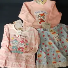 【新品】アンパンマン、ドキンちゃんTシャツ3点セット 80cm