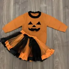 ハローウィン　ニットセーター　スカート