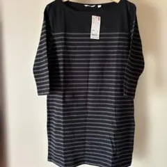UNIQLO ボートネック七分袖Tシャツ L 黒とグレー新品