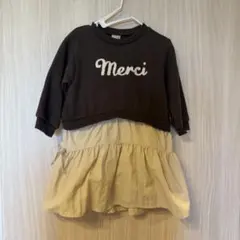 petit main ロゴドッキングワンピース 100