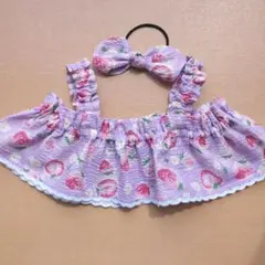 ラボット服　LOVOT ハンドメイド キャミワンピース 苺柄パープルのサムネイル