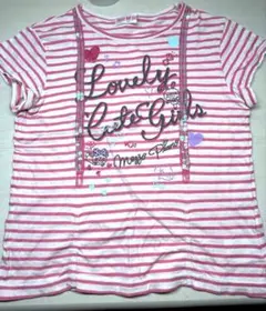 メゾピアノ 140cm ピンク ホワイト 半袖 シャツ ボーダー 平成 女児