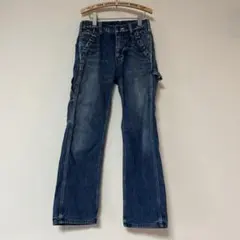 ♤新品未使用♤デニムダンガリー/ワッペン　ペンキ汚しパンツ／130センチ