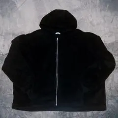 ボアフリース ジップパーカー ブラック Lサイズ アウター y2k カジュアル