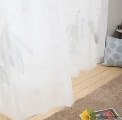 ニトリ　レースカーテン(ドイリー アイボリー100X198X2) 花柄刺繍