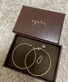 【美品】agate ゴールド フープピアス