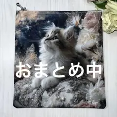 パネル　フラットポーチ　猫横顔　　夜空　No.2