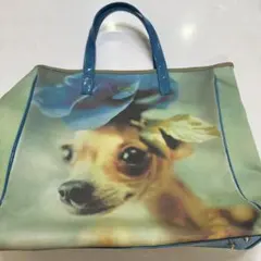 アニヤハインドマーチ　チワワ　転写トートバッグ 犬と花のプリント トートバッグのサムネイル