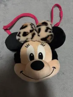ミニーマウス バッグ ヒョウ柄リボン付き
