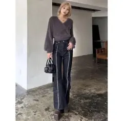 EMODAハイウエストフレアデニムパンツ S