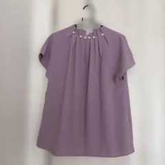 tocco closet パール付き 半袖ブラウス パープルのサムネイル