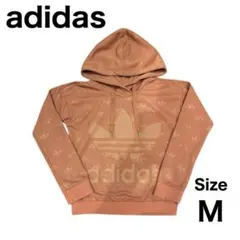 アディダス パーカー 総柄 トレフォイル ピンク タイト M