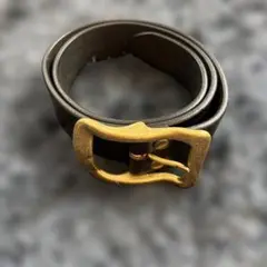 BARNS 黒レザーベルト 金色バックル