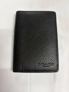 [極美品/未使用】COACH カードケース 名刺入れ ブラック ペブルレザー