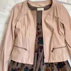 未使用☆リアルラムレザージャケット　ピンクベージュ