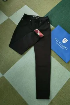 ブルーレーベルクレストブリッジ★赤チェック可愛いブラックデニム36　バーバリー