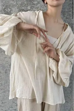 セレクトモカ　ボリュームスリーブリネンスキッパーシャツ　select moca