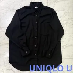 【美品】UNIQLO U ユニクロ ドレープシャツ ブラック L メンズのサムネイル