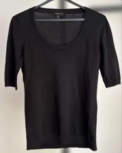 Theory NEW WEFT DEMONTE SS ニット スクープネック黒Sのサムネイル