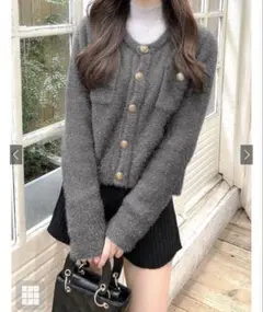 GRL ラメ　カーディガン　グレー系