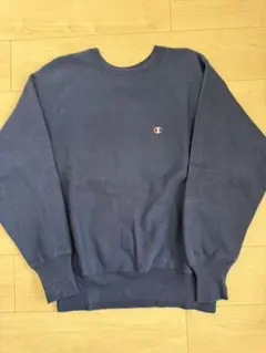 刺繍タグ　90s チャンピオン リバースウィーブ　ネイビー　USA製