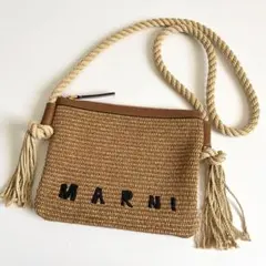 極美品】MARNI ミニ フリンジ ショルダーバッグ ラフィア ロゴ - メルカリ