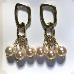 ハンドメイド　ピアス　パール　揺れる　匿名発送　お値下げ