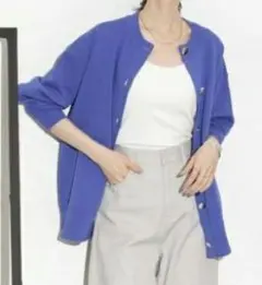 【nano universe】美品 リネン混 クルーネック カーディガン