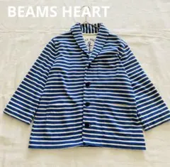 BEAMS HEART マリン　ボーダー　ジャケット　青　白　7部袖のサムネイル