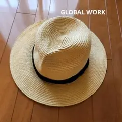 ９月末削除 GLOBAL WORK ベージュ ストローハット 麦わら帽子