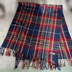 Stream チェック柄ストール フリンジ付き