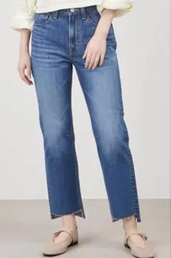 ミラオーウェン　裾段差テーパードデニムパンツ　サイズ2　ブルー