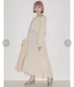 merry jenny サテンレイヤード ティアードワンピース