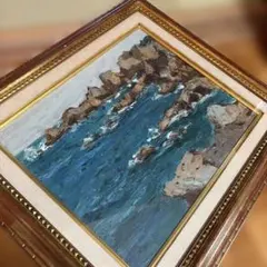 海 油彩画 F7ガラス入り - メルカリ